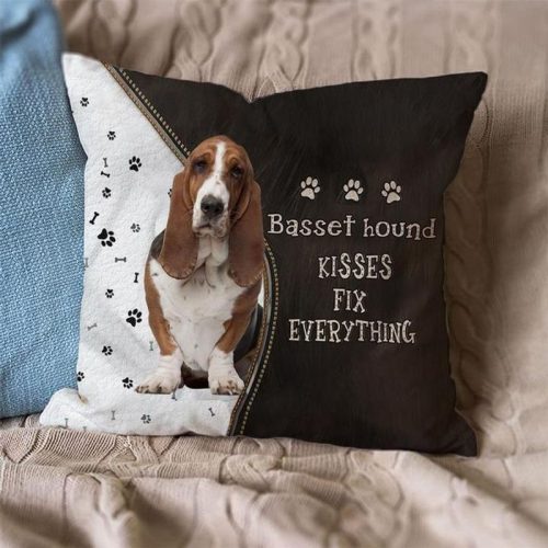 Basset Hound Kisses Fix Everything Pillowcase