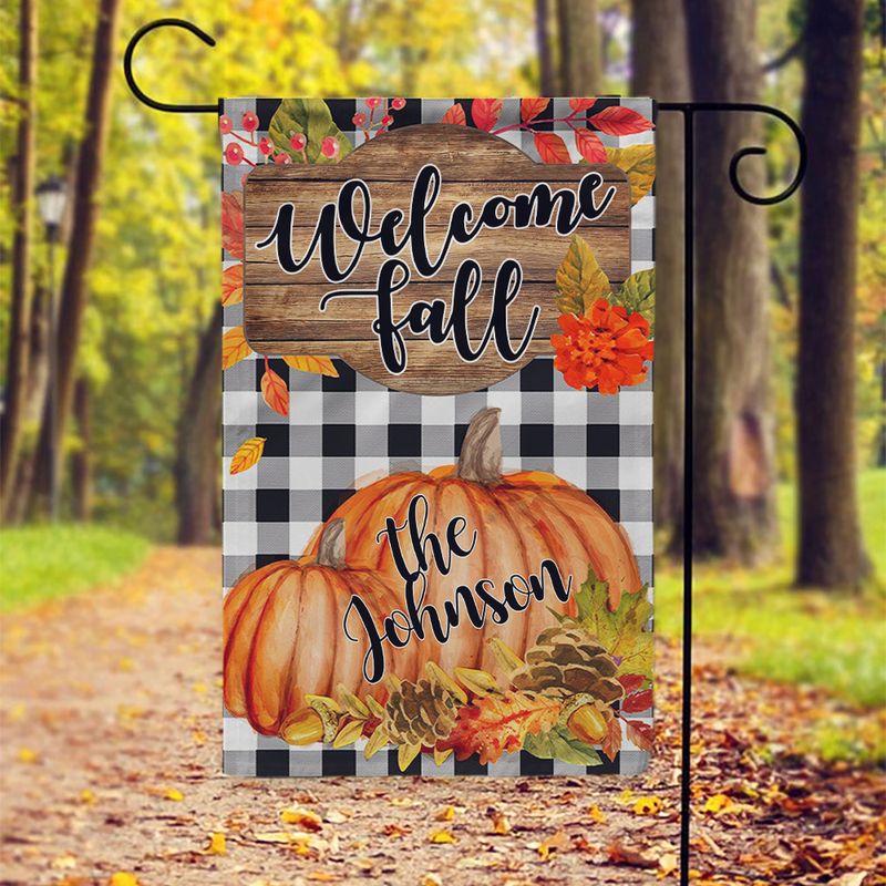 Personalized Pumpkin Welcome Fall Flag