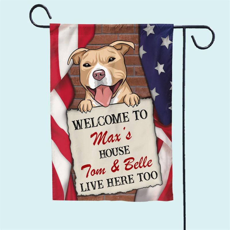 Personalized Pitbull Welcome To House Flag