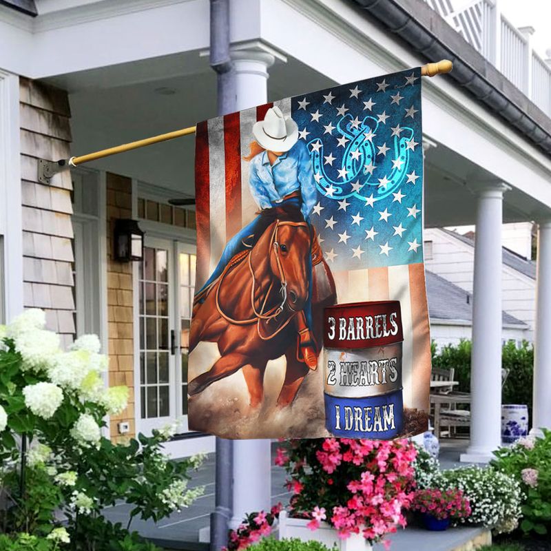 Barrel Horse Racing American Flag