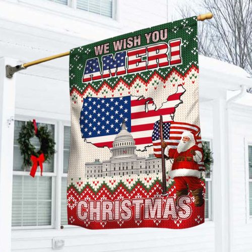 We Wish You Ameri Christmas American Flag