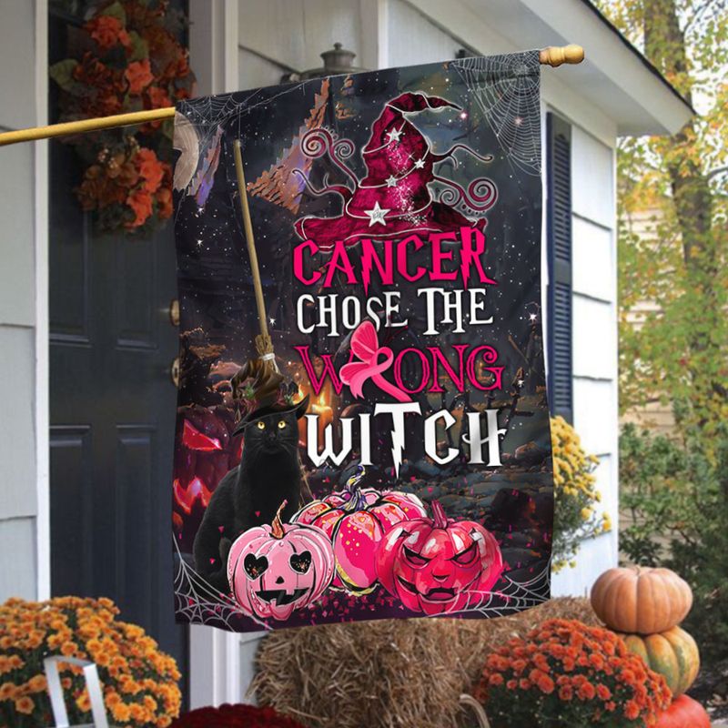Breast Cancer Awareness Halloween Chose The Wrong Witch Flag