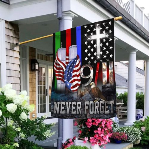 9 11 Never Forget Police Military And Fire Thin Line Flag