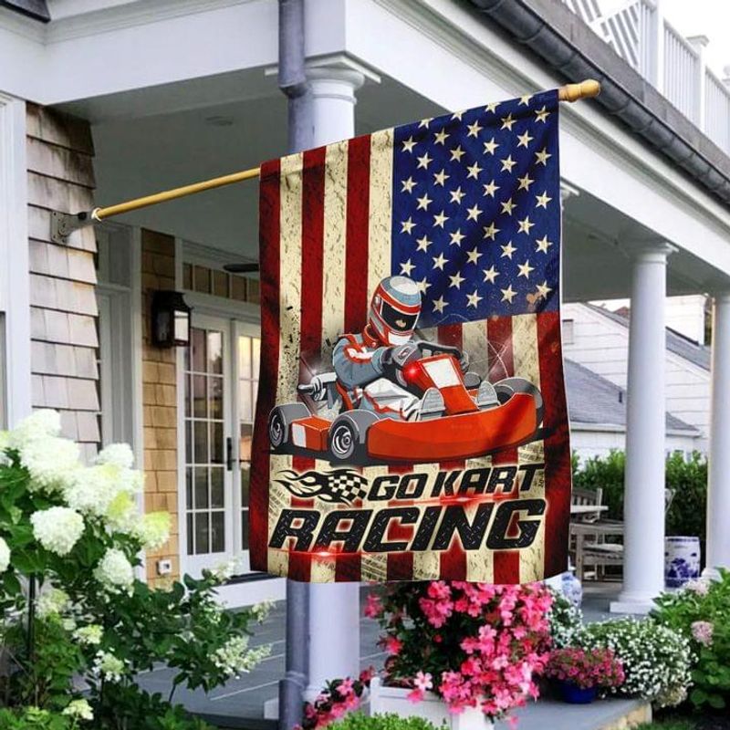 Go Kart Racing Garden Flag
