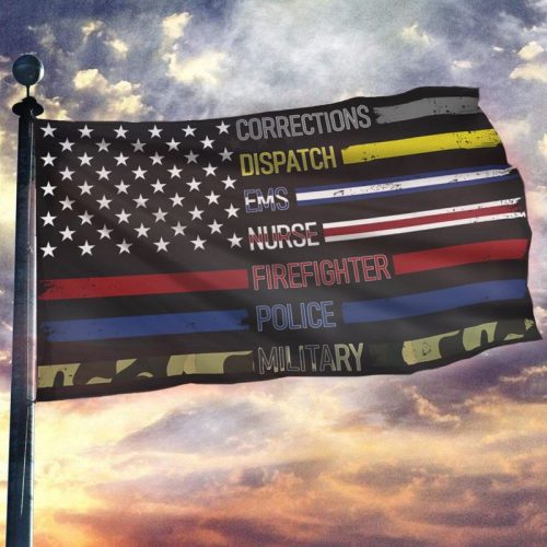 Corrections Dispatch Ems Nurse Firefighter Police Military Wall Flag Horizontal Flag