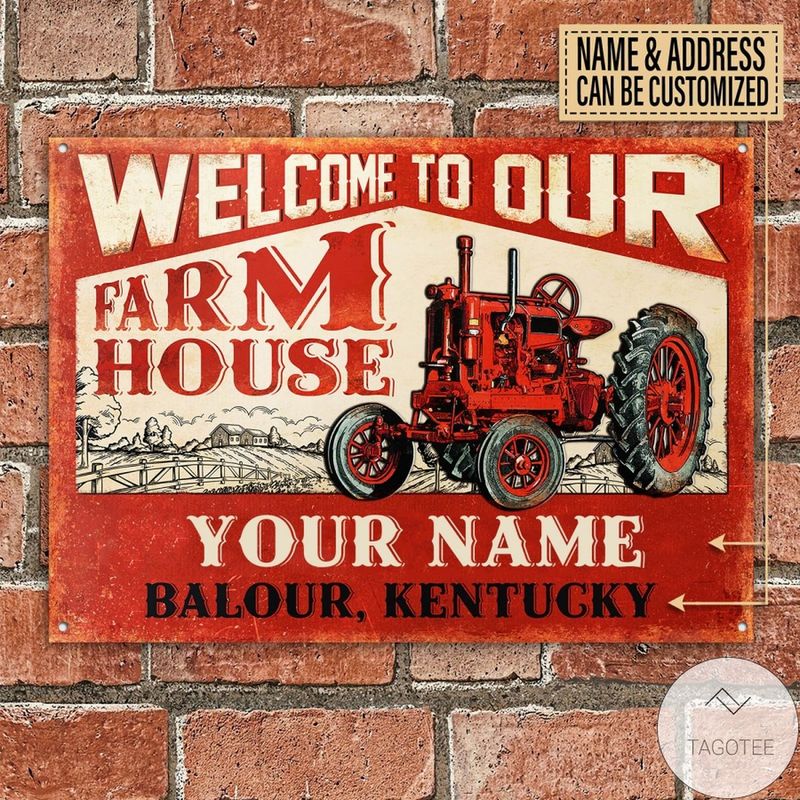Personalized Tractor Welcome To Our Farmhouse Metal Signs