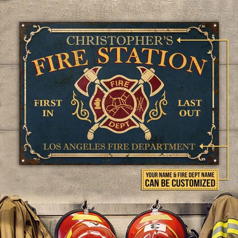 Personalized Firefighter Fire Station Metal Signs