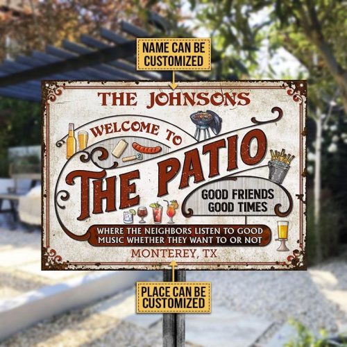 Personalized Welcome To The Patio Grilling Metal Signs