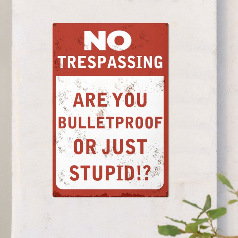 No Trespassing Are You Bulletproof Or Just Stupid Metal Signs