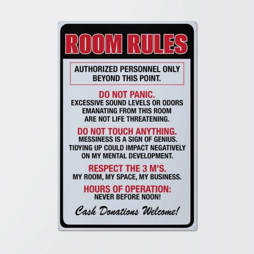 Room Rules Metal Signs