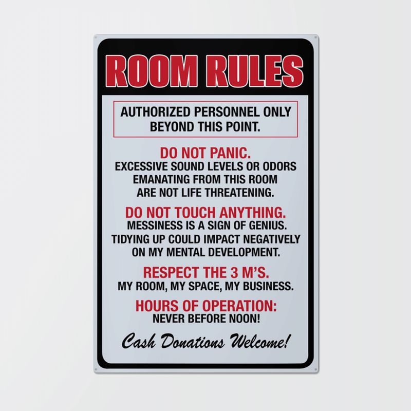 Room Rules Metal Signs