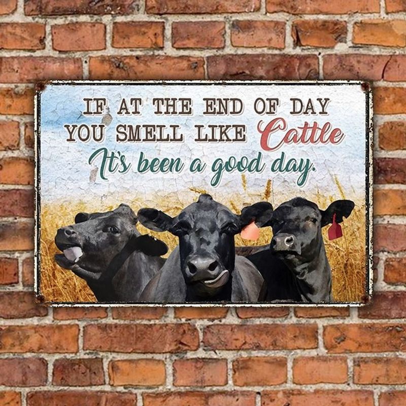 Black Angus Cattle Lovers Good Day Metal Sign