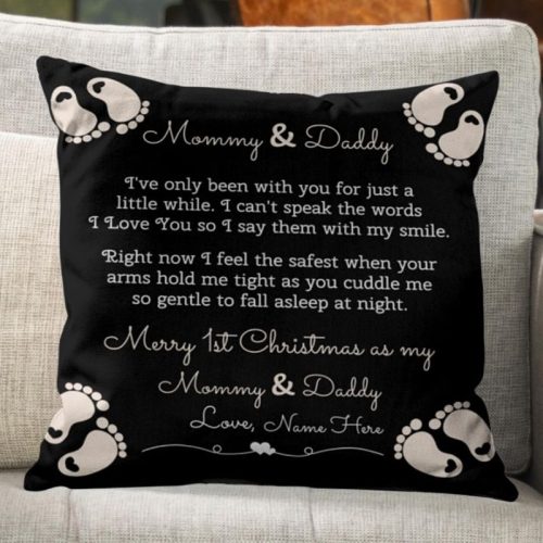 Personalized Merry 1st Christmas As My Mommy And Daddy Pillow Case