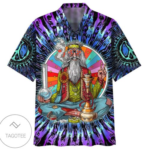 Hippie Stoner Smoking Weed Hawaiian Shirt  - Hawaiian Shirt And Short