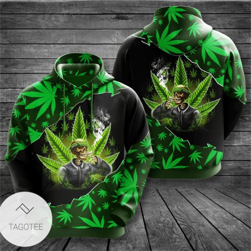 Marijuana Leaf Skull Smoking Cannabis Cigars 3d Hoodie - 3D Hoodie