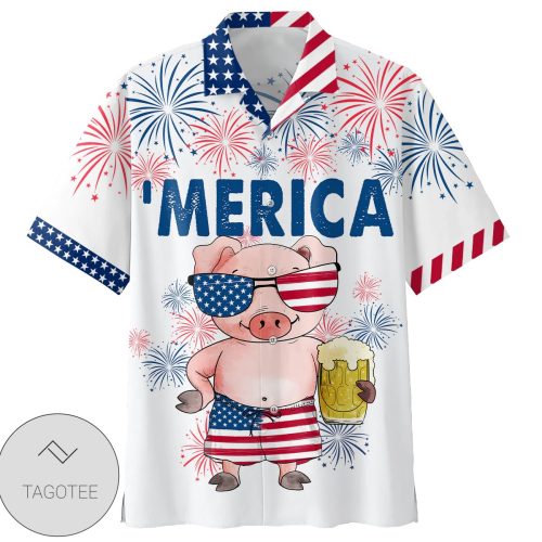 Pig America Drinking Beer Independence Day Is Coming Hawaiian Shirt - Hawaiian Shirt And Short