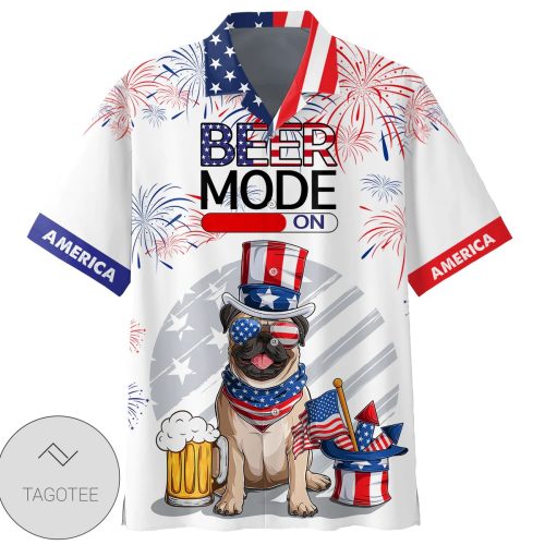Pug America Beer Mode On Hawaiian Shirt - Hawaiian Shirt And Short