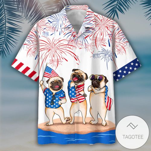 Pug Dog Firework Independence Day Hawaiian Shirt