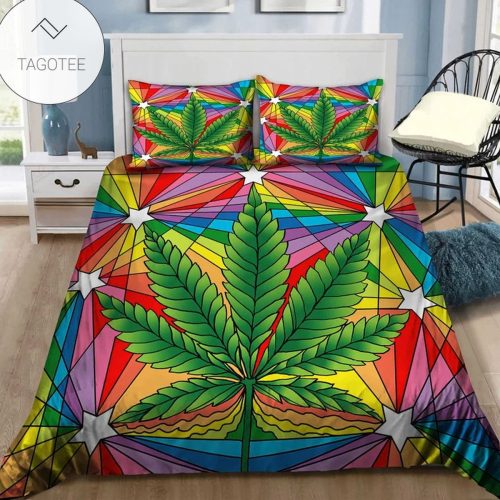 Rainbow Colors Cannabis Leaves Bedding Set - Bedding Set