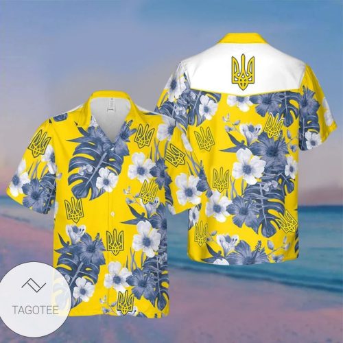Stand With Ukraine Ukrainian Symbol Support Ukraine Yellow Hawaiian Shirt  - Hawaiian Shirt And Short