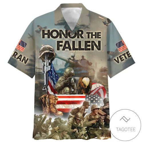 Us Veteran Honor The Fallen American Flag Eagles Hawaiian Shirt -  Hawaiian Shirt And Short