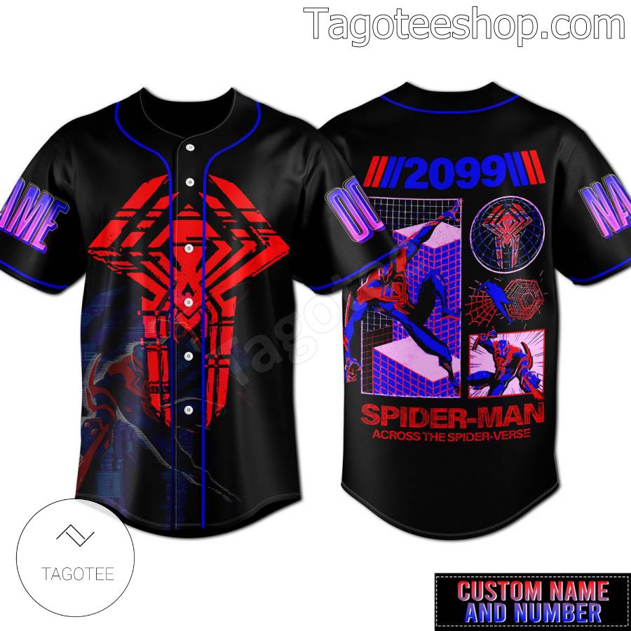 2099 Spider-man Across The Spider-verse Baseball Button Down Shirts