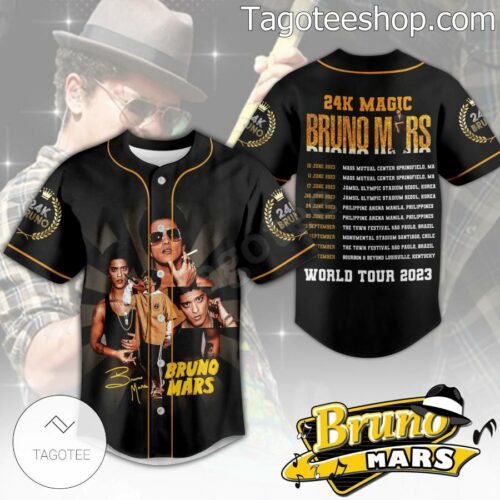 24k Music Bruno Mars World Tour 2023 Baseball Button Down Shirts