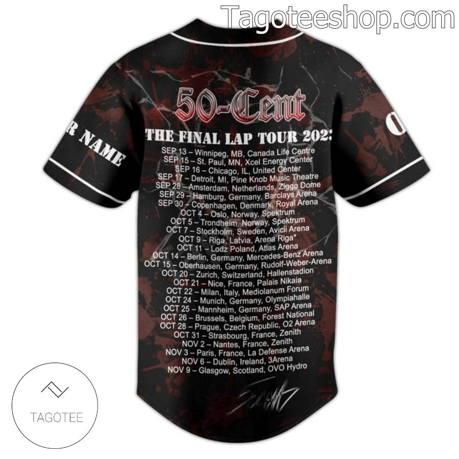 50 Cent The Final Lap Tour 2023 Dates Baseball Button Down Shirts b