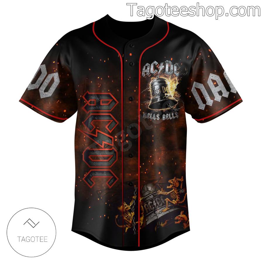 Ac Dc 50 Years 1973-2023 Hells Bells Signatures Personalized Baseball Button Down Shirts a