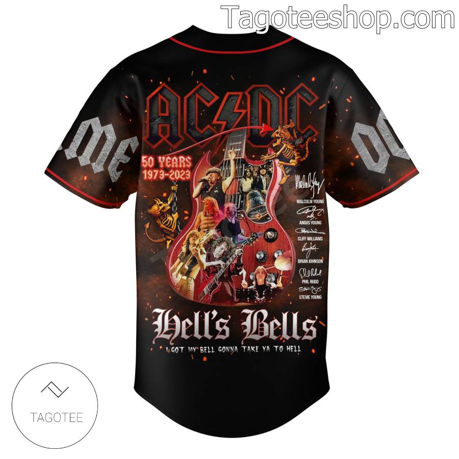 Ac Dc 50 Years 1973-2023 Hells Bells Signatures Personalized Baseball Button Down Shirts b