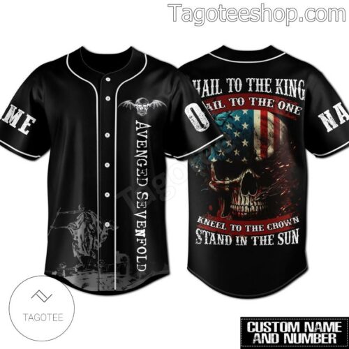 Avenged Sevenfold Hail To The King Hail To The One Skull American Flag Personalized Baseball Button Down Shirts