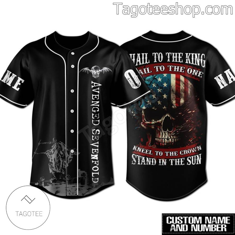 Avenged Sevenfold Hail To The King Hail To The One Skull American Flag Personalized Baseball Button Down Shirts:
