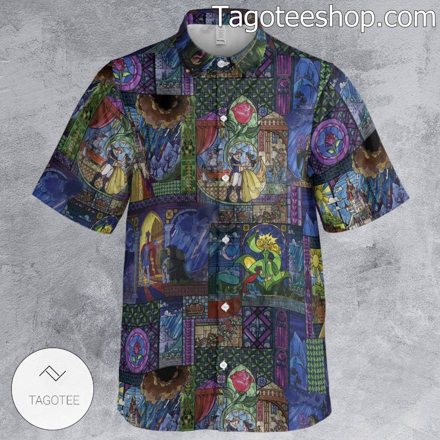 Beauty And The Beast Stained Glass Window Short Sleeve Shirts b