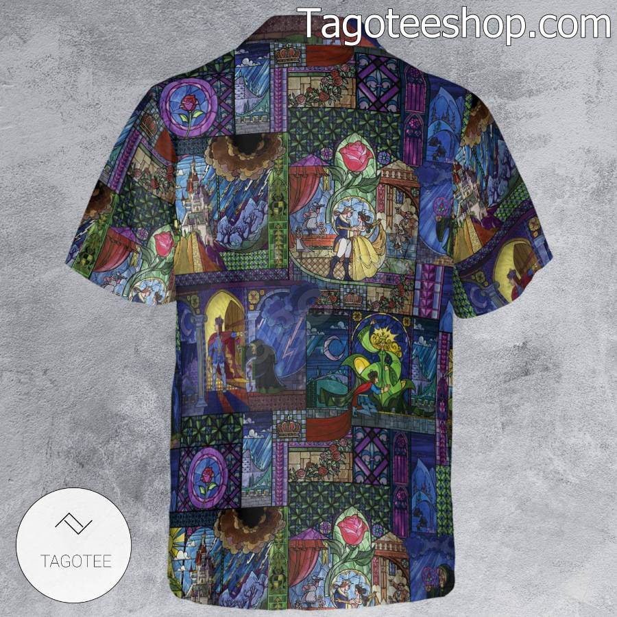 Beauty And The Beast Stained Glass Window Short Sleeve Shirts c