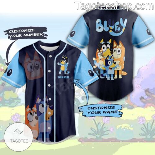 Bluey Cartoon Personalized Baseball Button Down Shirts