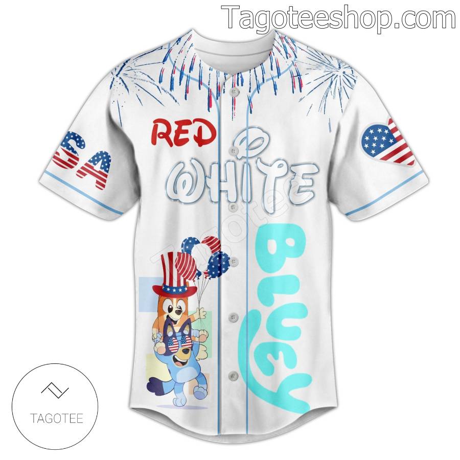 Bluey Red White 4th Of July Est 1776 Baseball Jersey a