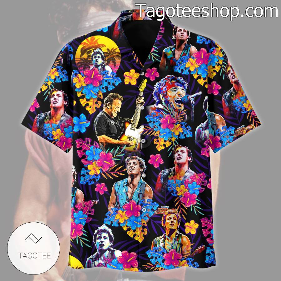 Bruce Springsteen Floral Colorful Short Sleeve Shirt a