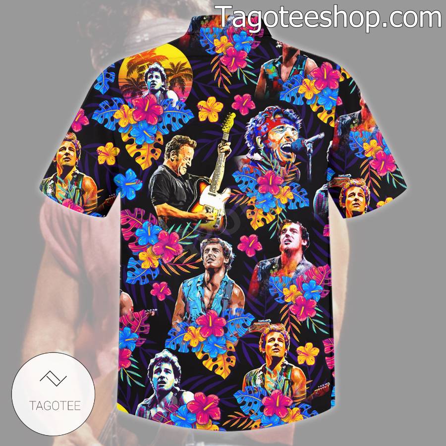 Bruce Springsteen Floral Colorful Short Sleeve Shirt b