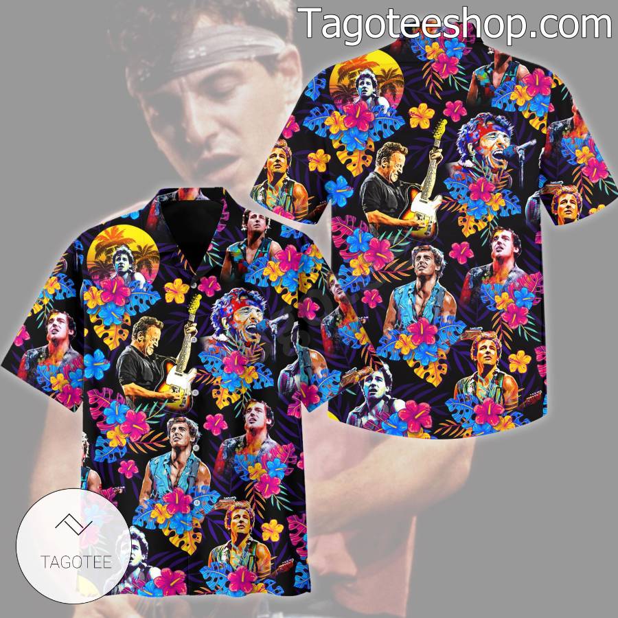 Bruce Springsteen Floral Colorful Short Sleeve Shirt