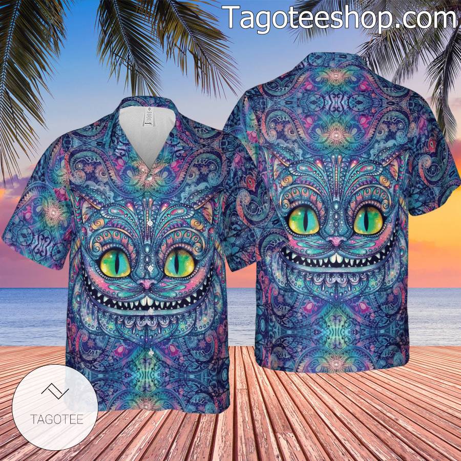 Cheshire Cat Alice In Wonderland Paisley Hawaiian Shirt