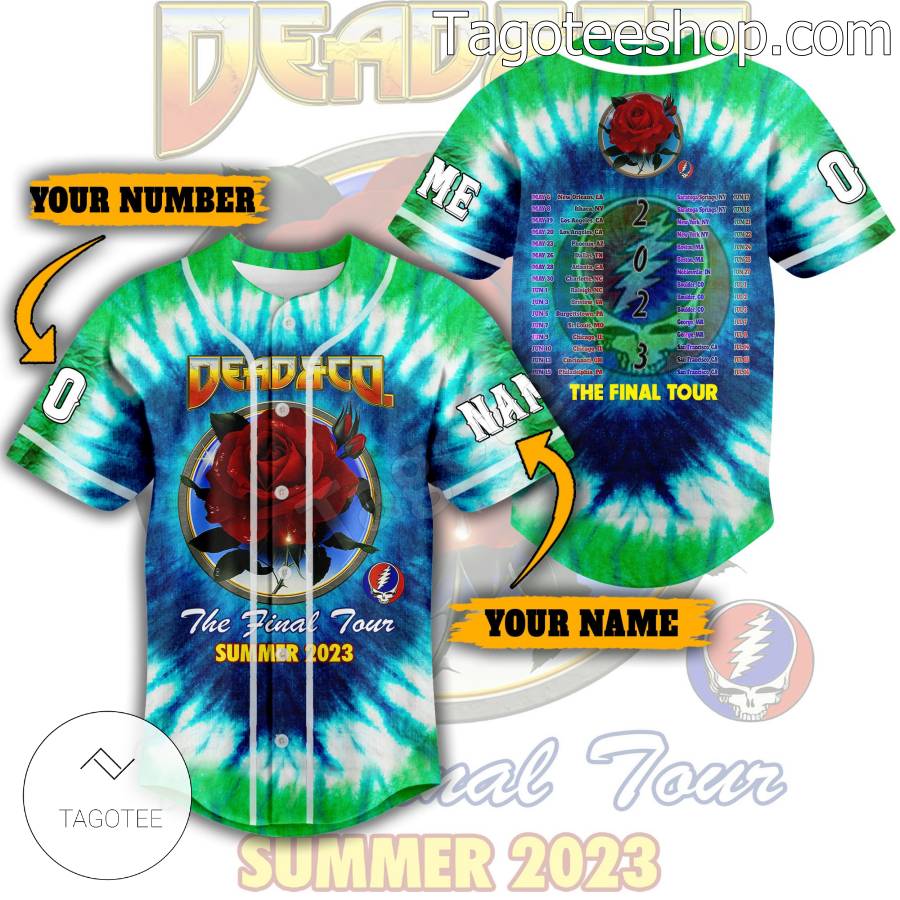 Dead And Co. The Final Tour Summer 2023 Rose Tie Dye Personalized Baseball Button Down Shirts