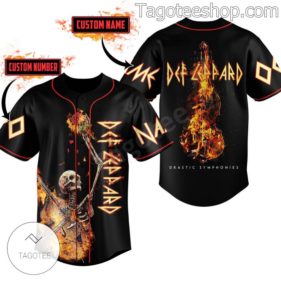 Def Leppard Drastic Symphonies Personalized Baseball Button Down Shirts: