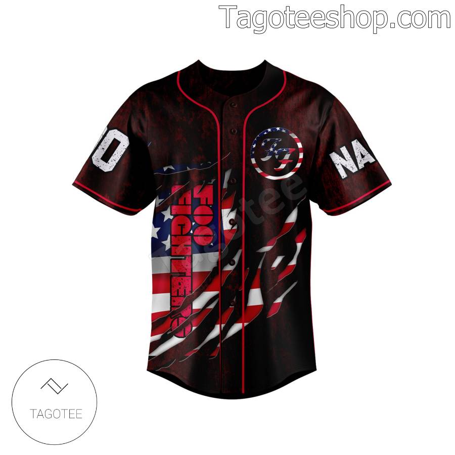 Foo Fighters Skull American Flag Personalized Baseball Button Down Shirts a