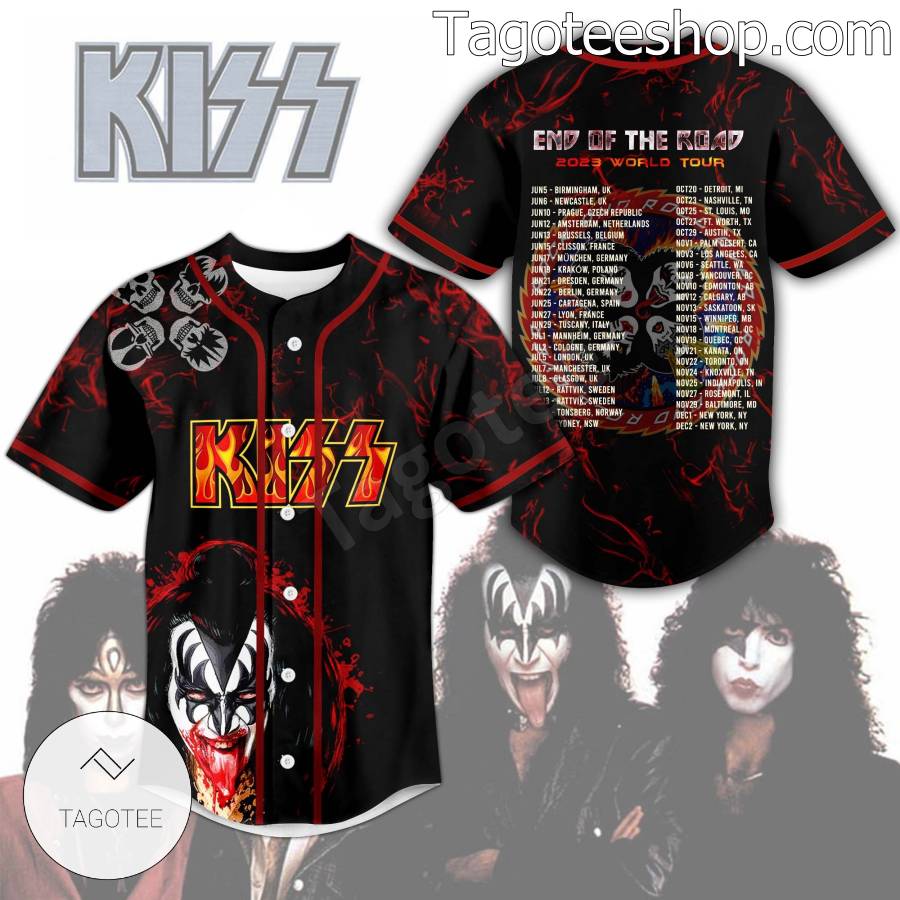 Kiss End Of The Road 2023 World Tour Baseball Button Down Shirts