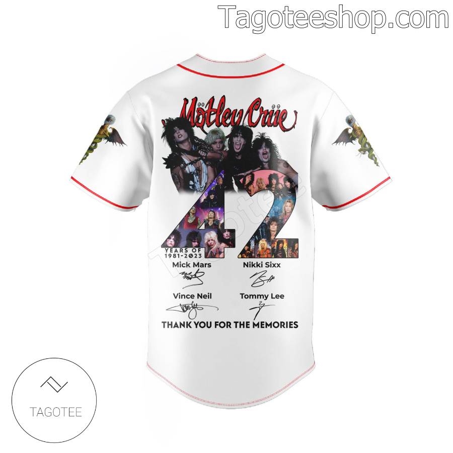 Motley Crue 42 Years Of 1981-2023 Signatures Thank You For The Memories Baseball Jersey b