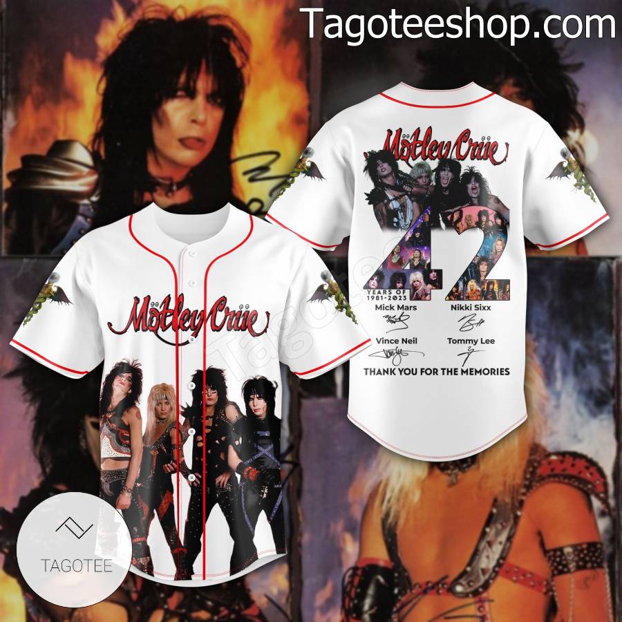 Motley Crue 42 Years Of 1981-2023 Signatures Thank You For The Memories Baseball Jersey