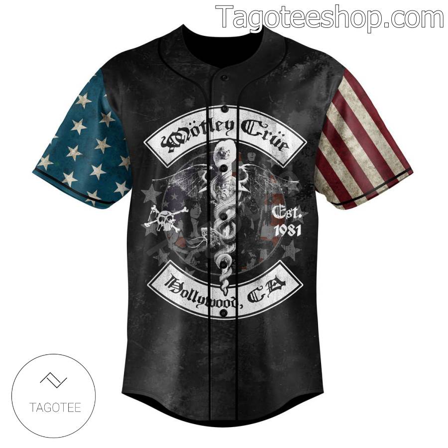 Motley Crue If You Wanna Live Life On Your Own Terms Skull American Flag Personalized Baseball Button Down Shirts a
