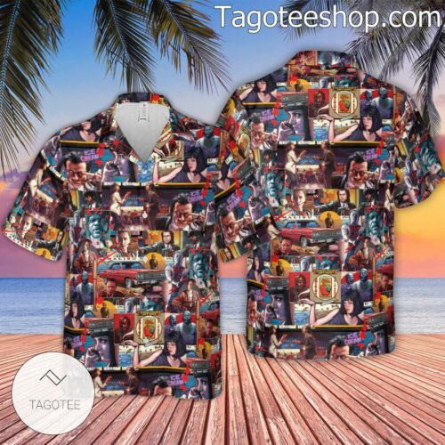 Pulp Fiction Mia Wallace And Vincent Vega Retro Scenes Short Sleeve Shirts