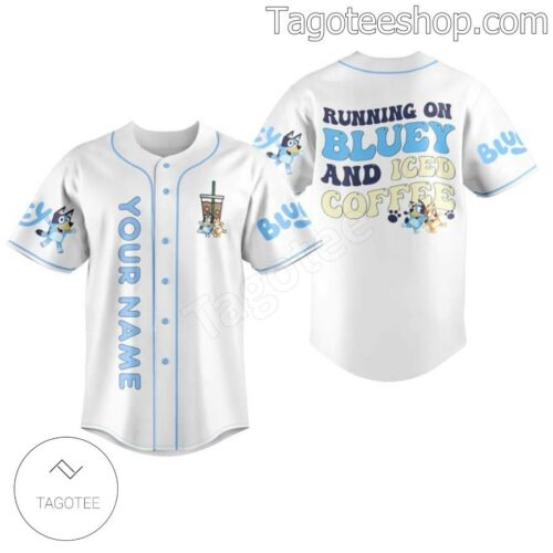 Running On Bluey And Iced Coffee Personalized Baseball Jersey