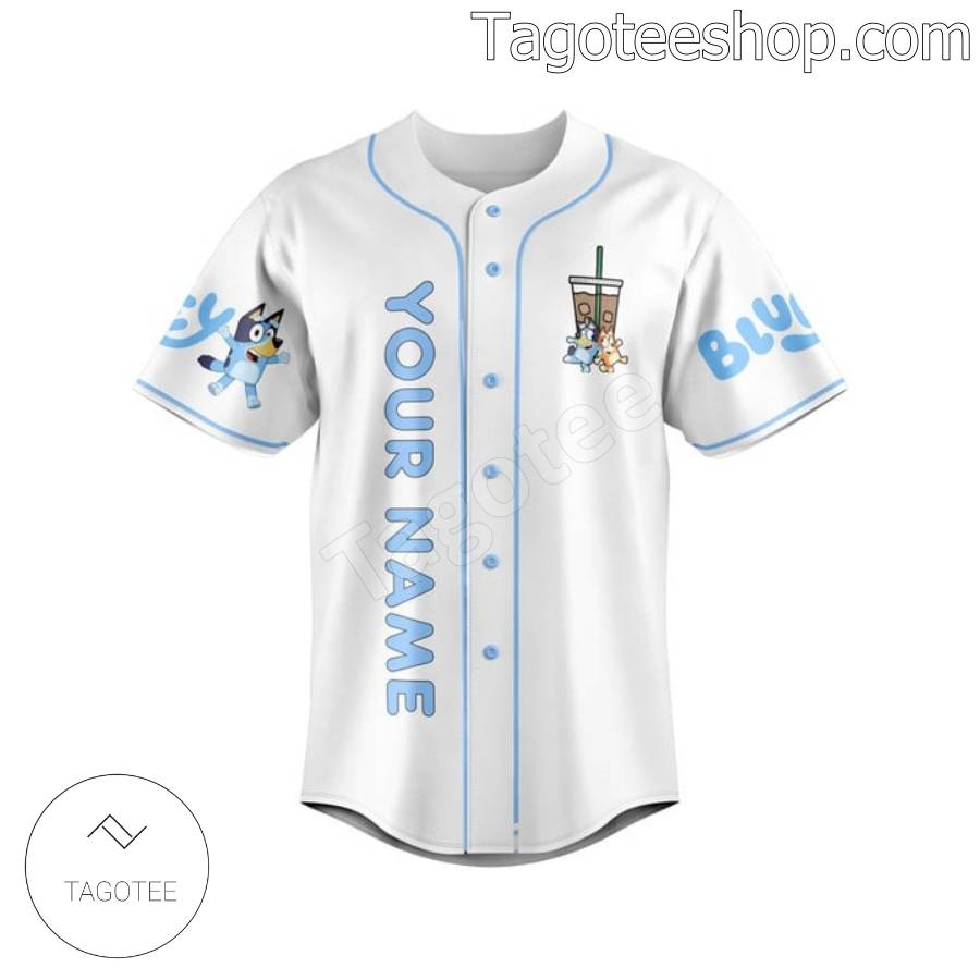 Running On Bluey And Iced Coffee Personalized Baseball Jersey a